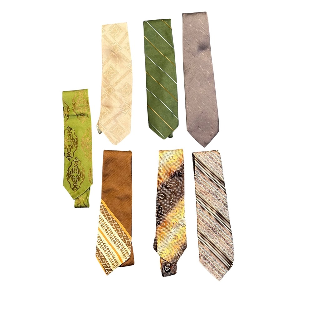 Lot of 7 Vintage Neckties 70s 80s‎ Retro Patterned Ties Superba Wemlon Rhodia